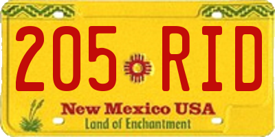 NM license plate 205RID