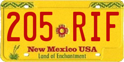 NM license plate 205RIF