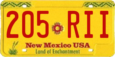 NM license plate 205RII