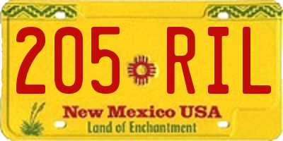 NM license plate 205RIL