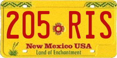 NM license plate 205RIS