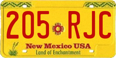 NM license plate 205RJC