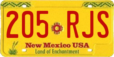 NM license plate 205RJS
