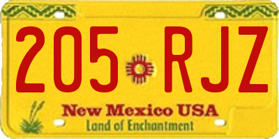 NM license plate 205RJZ