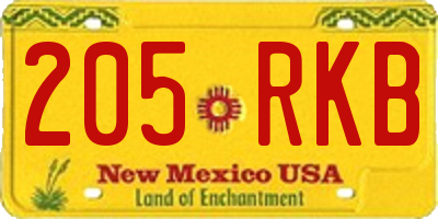NM license plate 205RKB