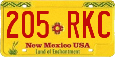 NM license plate 205RKC