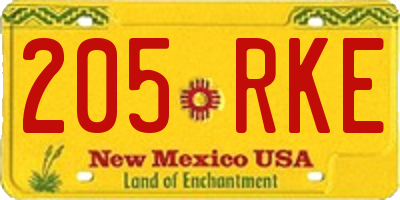 NM license plate 205RKE