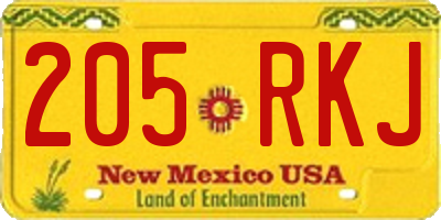 NM license plate 205RKJ