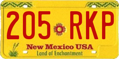 NM license plate 205RKP