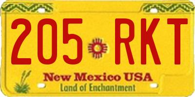 NM license plate 205RKT