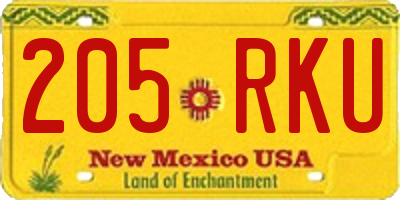 NM license plate 205RKU