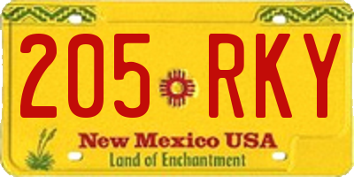 NM license plate 205RKY