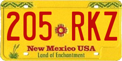 NM license plate 205RKZ