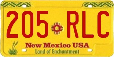 NM license plate 205RLC