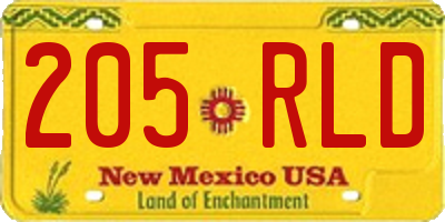 NM license plate 205RLD