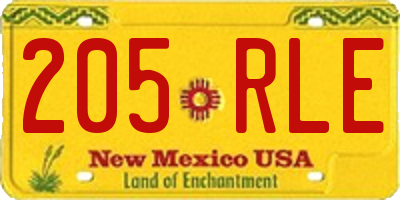 NM license plate 205RLE