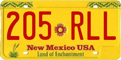 NM license plate 205RLL