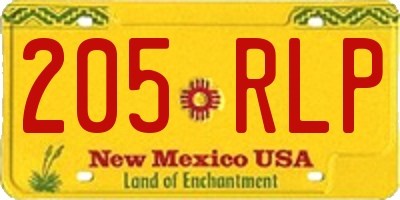 NM license plate 205RLP