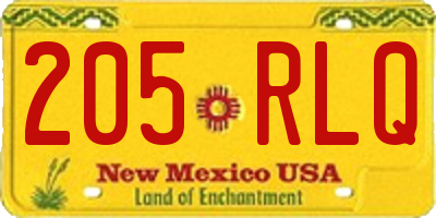 NM license plate 205RLQ