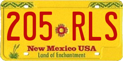 NM license plate 205RLS