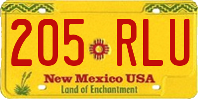 NM license plate 205RLU