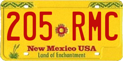 NM license plate 205RMC