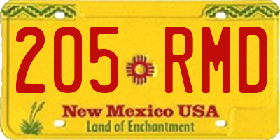 NM license plate 205RMD