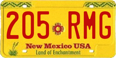 NM license plate 205RMG