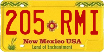 NM license plate 205RMI