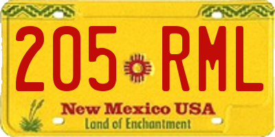 NM license plate 205RML