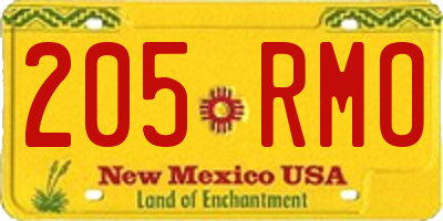 NM license plate 205RMO