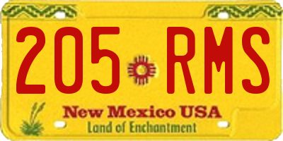 NM license plate 205RMS