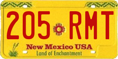 NM license plate 205RMT