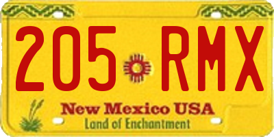 NM license plate 205RMX