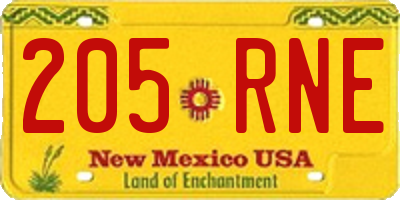 NM license plate 205RNE