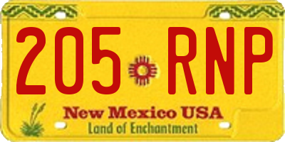 NM license plate 205RNP