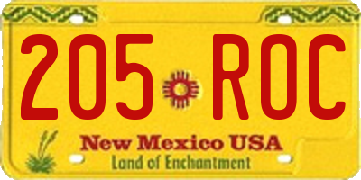 NM license plate 205ROC