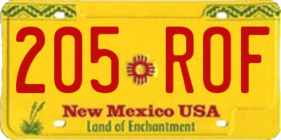 NM license plate 205ROF