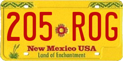 NM license plate 205ROG