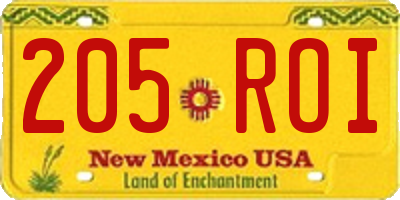 NM license plate 205ROI