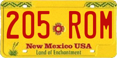 NM license plate 205ROM