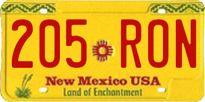 NM license plate 205RON