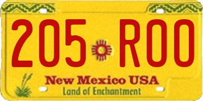 NM license plate 205ROO