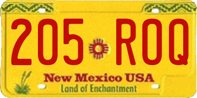 NM license plate 205ROQ