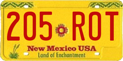 NM license plate 205ROT