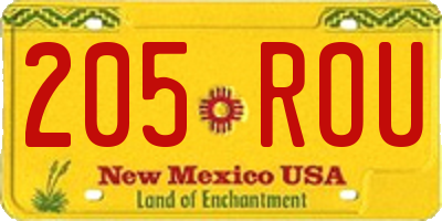 NM license plate 205ROU