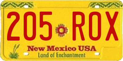 NM license plate 205ROX