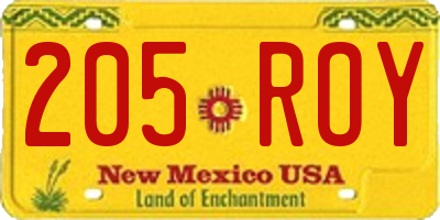 NM license plate 205ROY