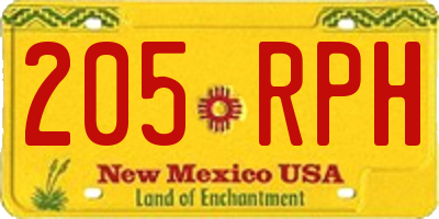 NM license plate 205RPH