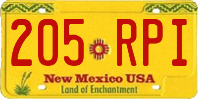 NM license plate 205RPI